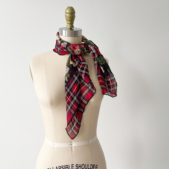 Ralph Lauren Accessories - Vintage Ralph Lauren Silk Chiffon Scarf Square Red